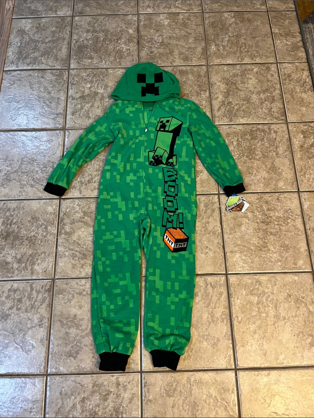 Minecraft Creeper Boys Hooded Unionsuit Blanket Sleeper Size 8